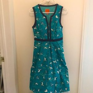 ModCloth brand turquoise seagull pattern dress